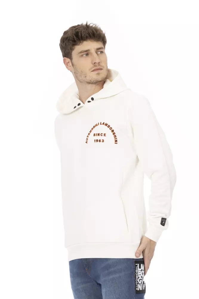 Automobili Lamborghini Weißer Herrenpullover aus Baumwolle mit Taschen