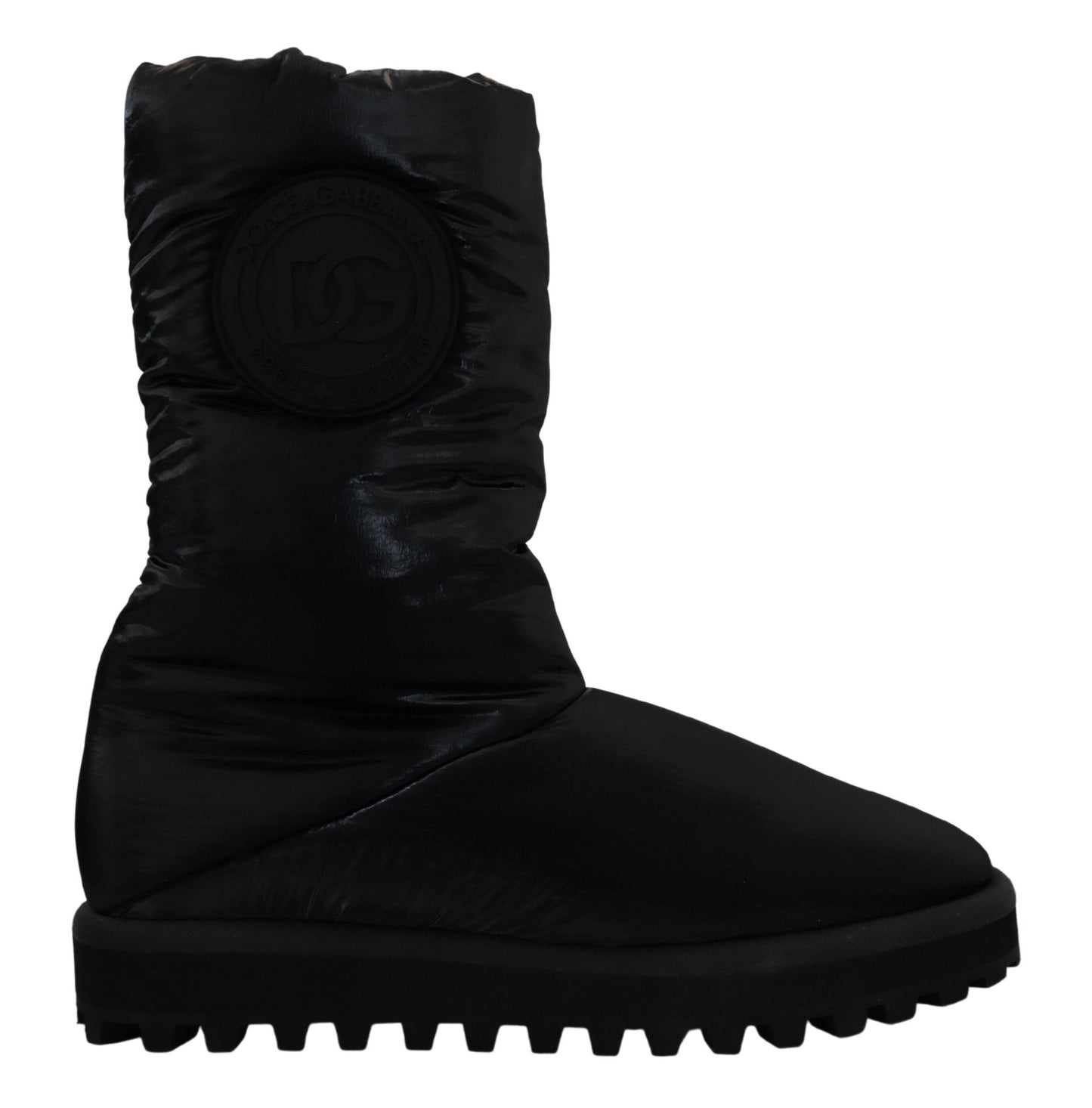 Bottes noires Dolce & Gabbana, chaussures d'hiver mi-mollet rembourrées