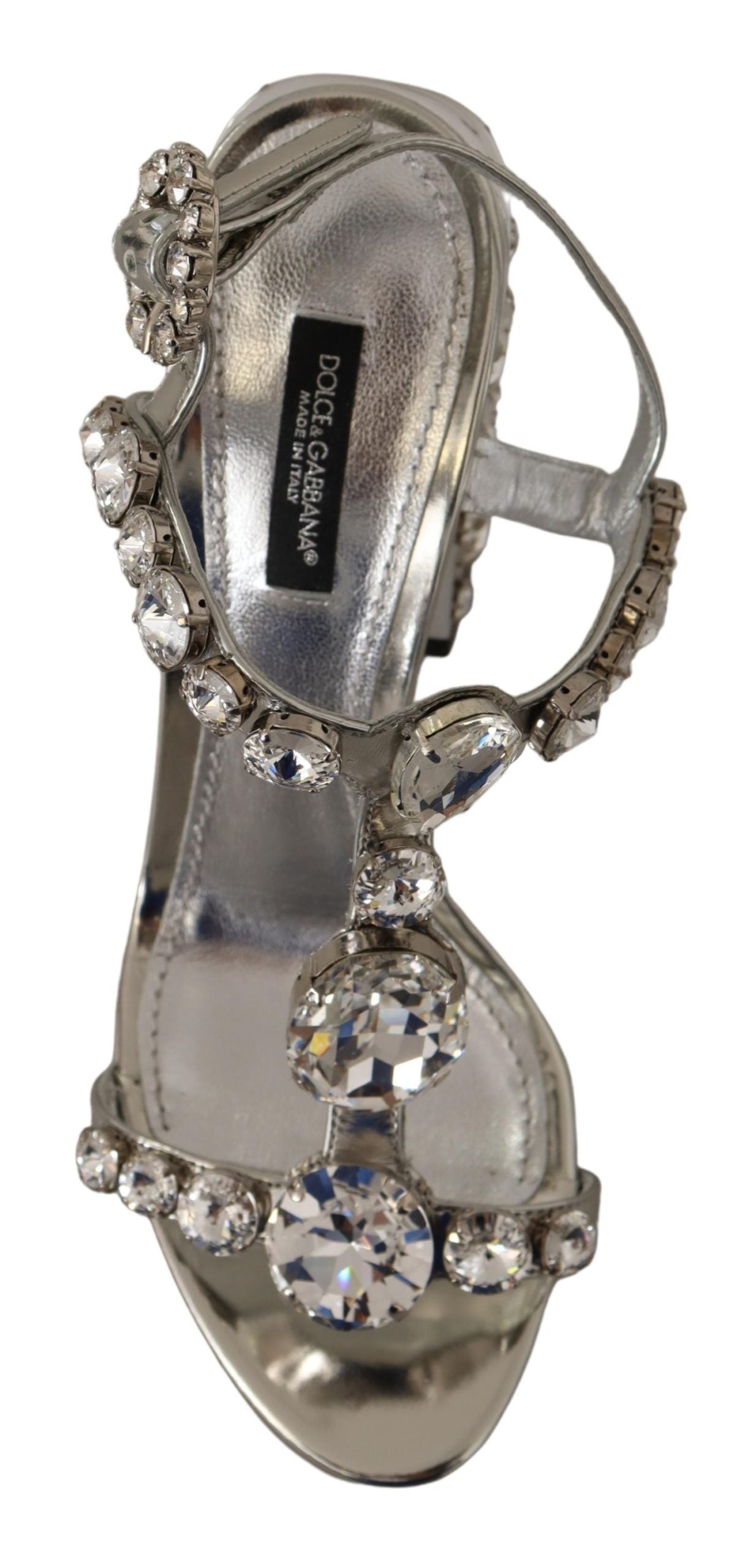 Sandales à talons hauts Dolce & Gabbana avec boucle et cristaux argentés