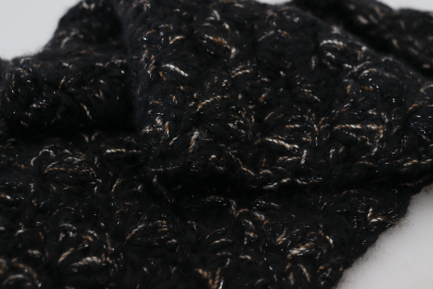 Foulard à franges en laine tricotée noire Dolce & Gabbana