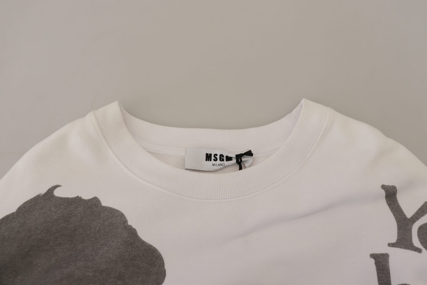 MSGM Weißer Pullover mit Rundhalsausschnitt aus Baumwolle
