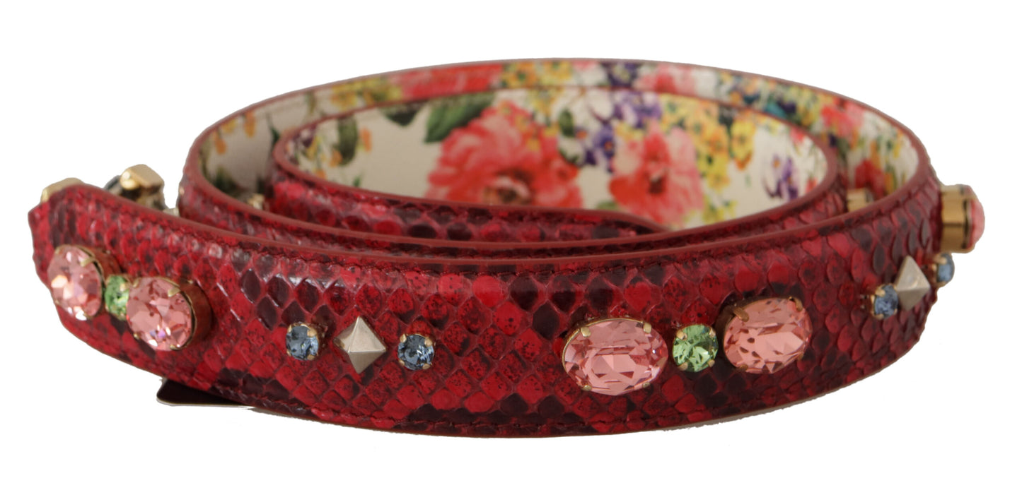 حزام كتف قابل للعكس من Dolce & Gabbana مصنوع من الجلد الأحمر الغريب المزين بالبلورات.