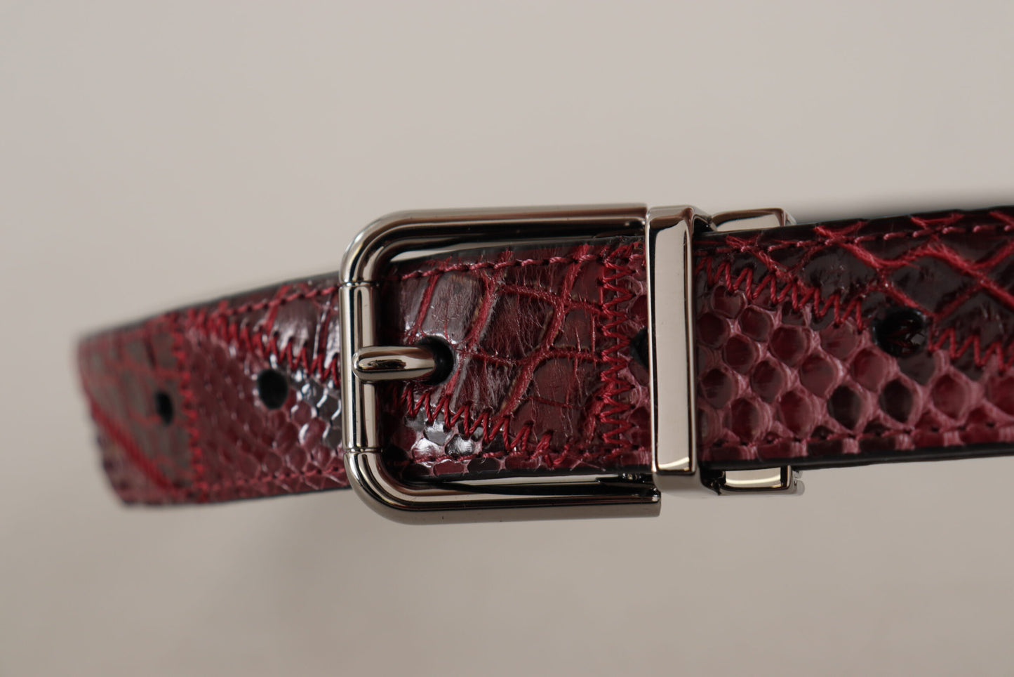Ceinture Dolce & Gabbana en cuir exotique rouge avec boucle en métal et logo
