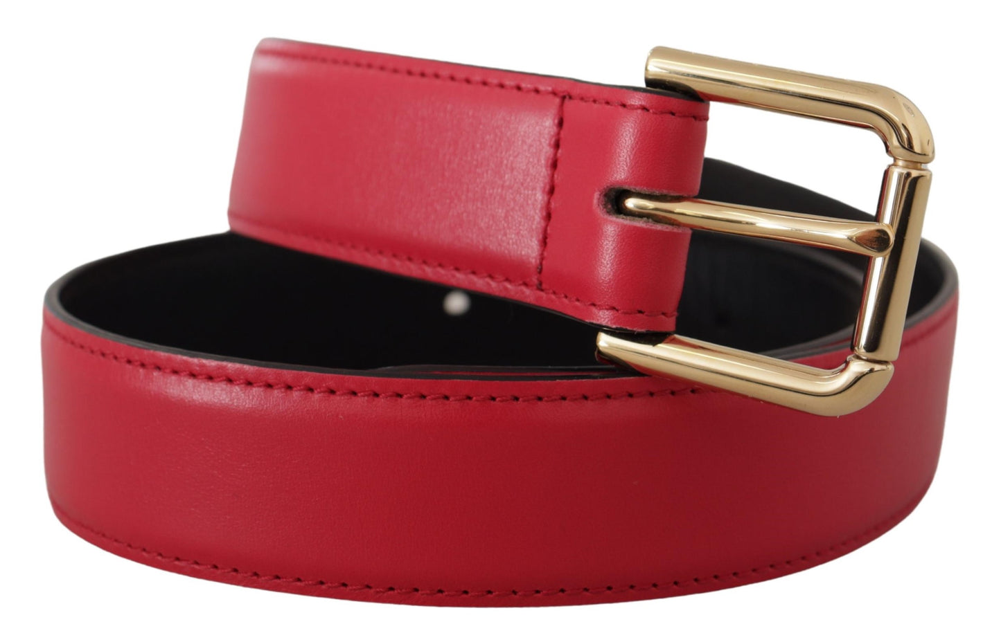 Ceinture Dolce & Gabbana en cuir de veau rouge avec boucle en métal doré et logo