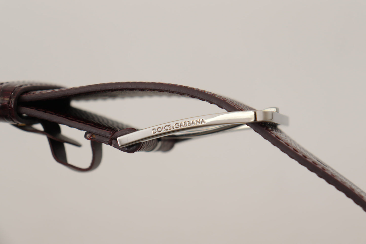 Ceinture Dolce & Gabbana en cuir de veau marron avec boucle large gravée du logo