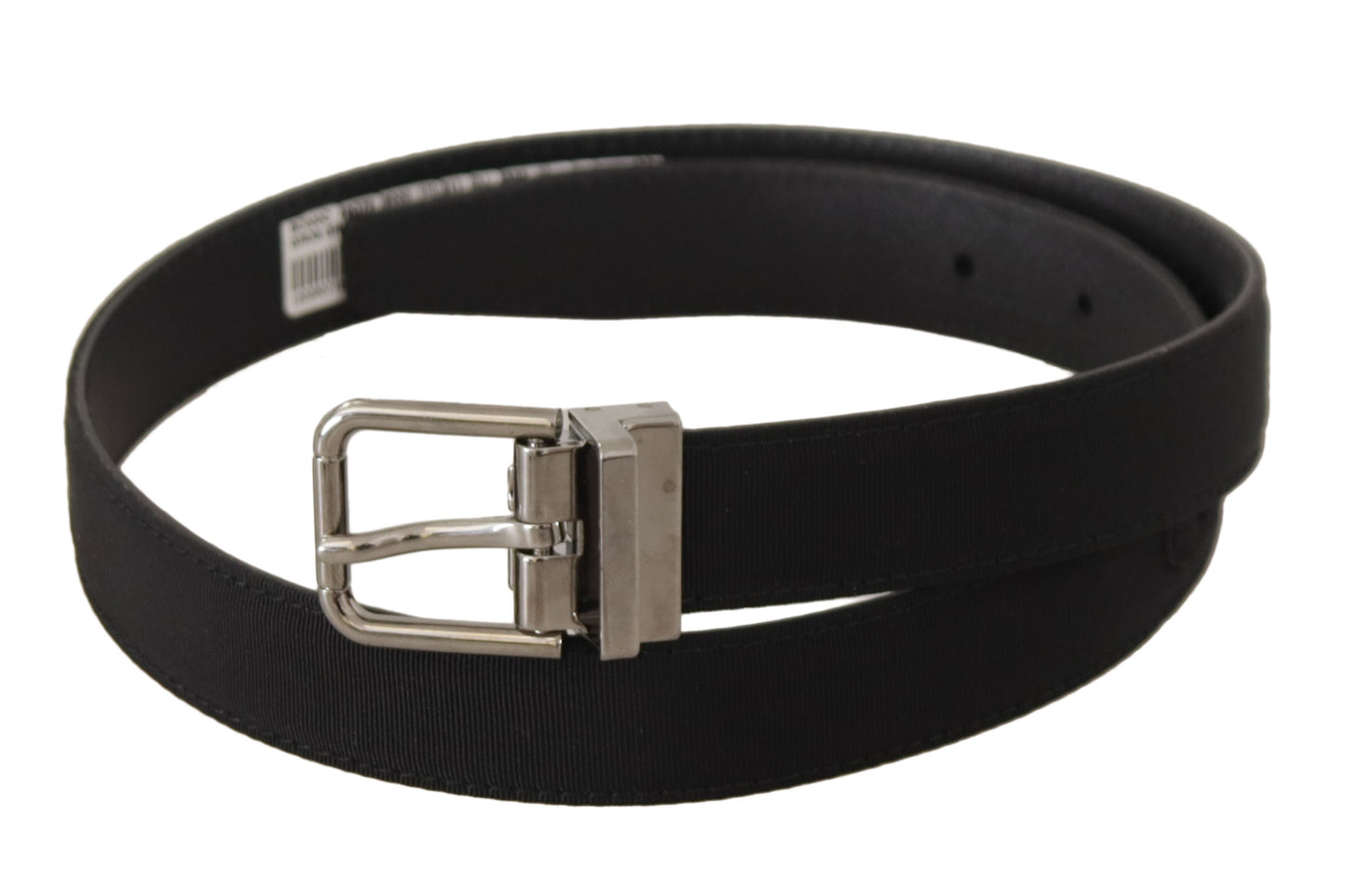 Ceinture Dolce & Gabbana en toile noire et cuir avec boucle en métal argenté