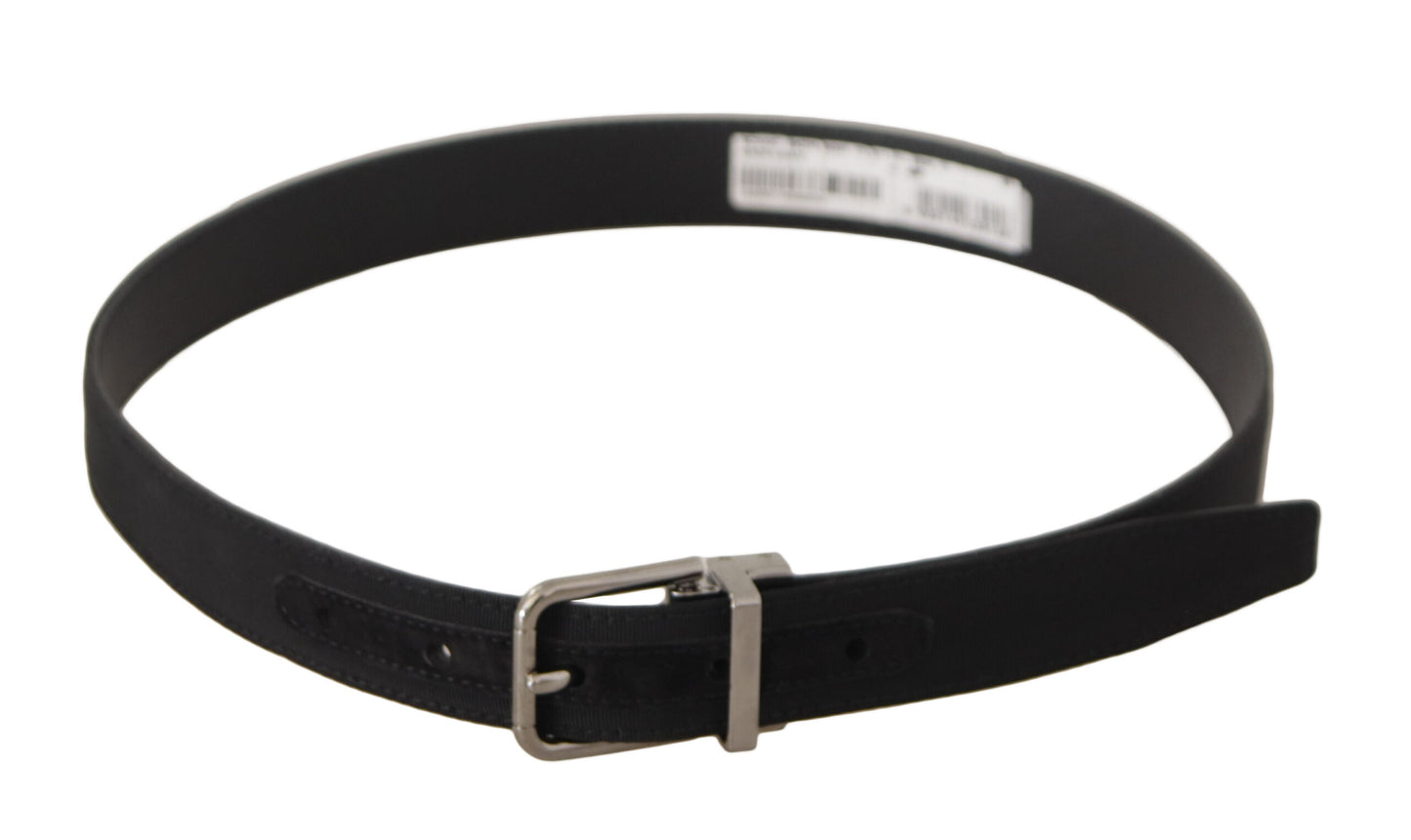 Ceinture Dolce & Gabbana en toile noire et cuir avec boucle en métal argenté