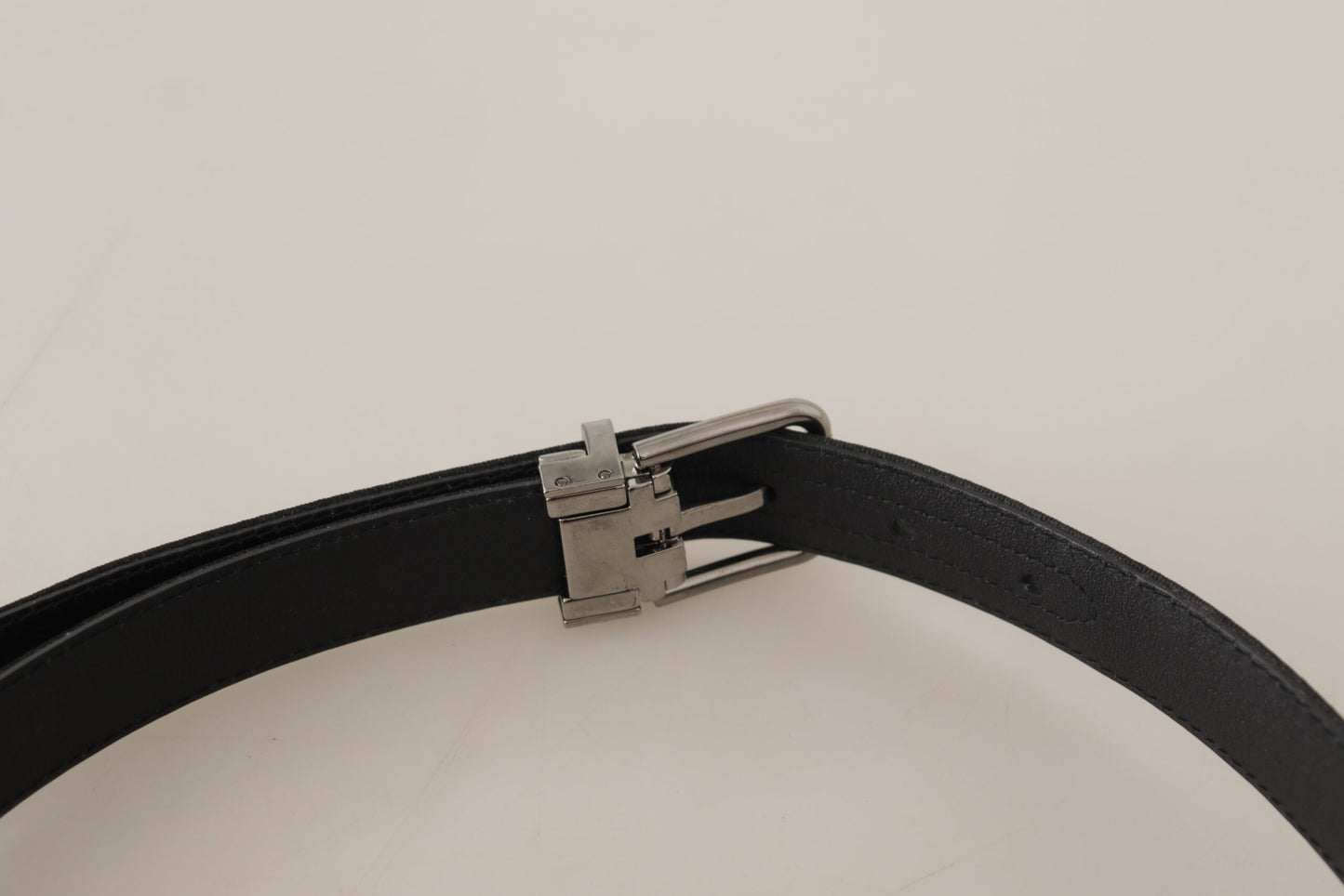 Ceinture Dolce & Gabbana en toile noire et cuir avec boucle en métal argenté