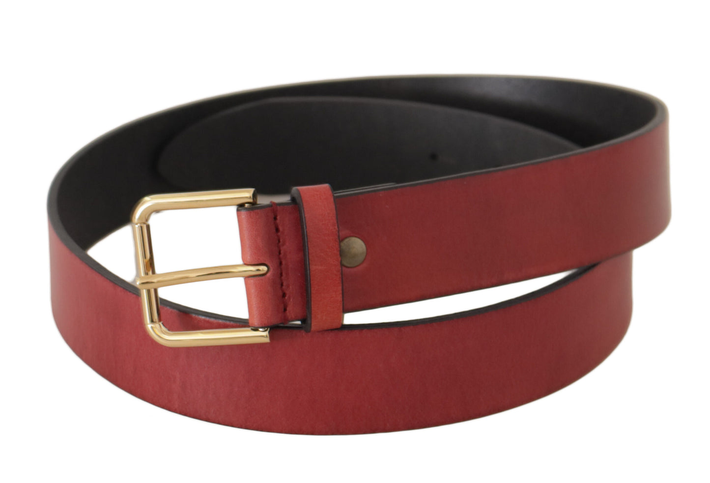 Ceinture Dolce & Gabbana en cuir rouge avec boucle en métal gravée du logo doré