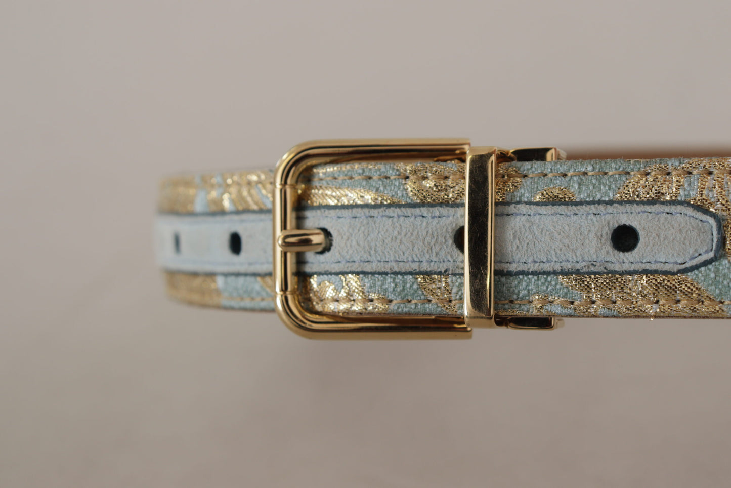 Ceinture Dolce & Gabbana en cuir bleu jacquard avec boucle en métal doré gaufré