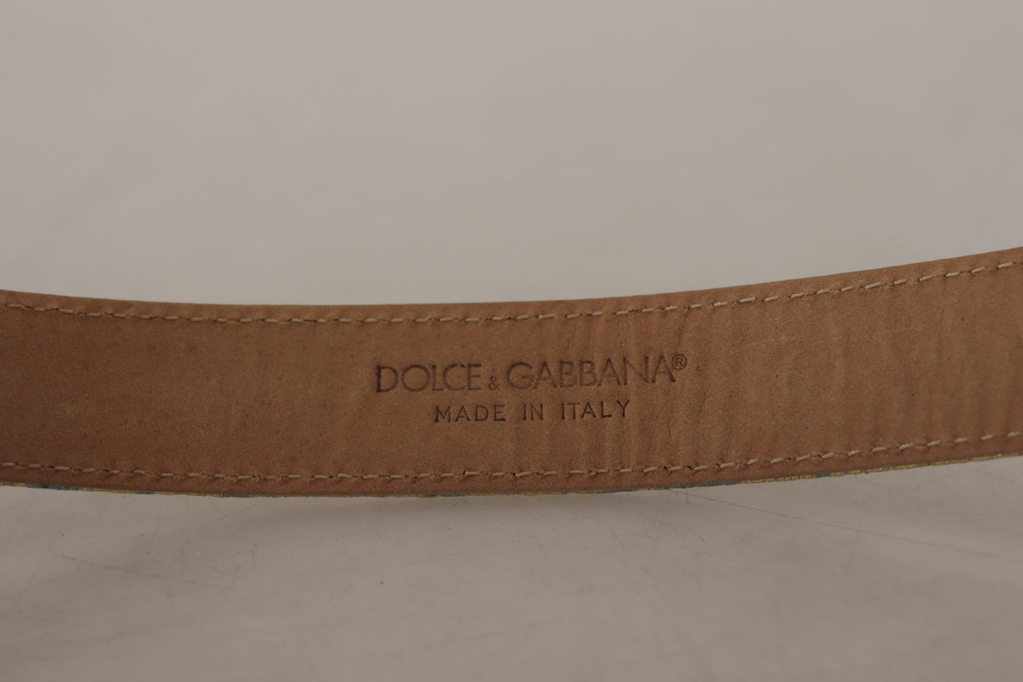 Ceinture Dolce & Gabbana en cuir bleu jacquard avec boucle en métal doré gaufré