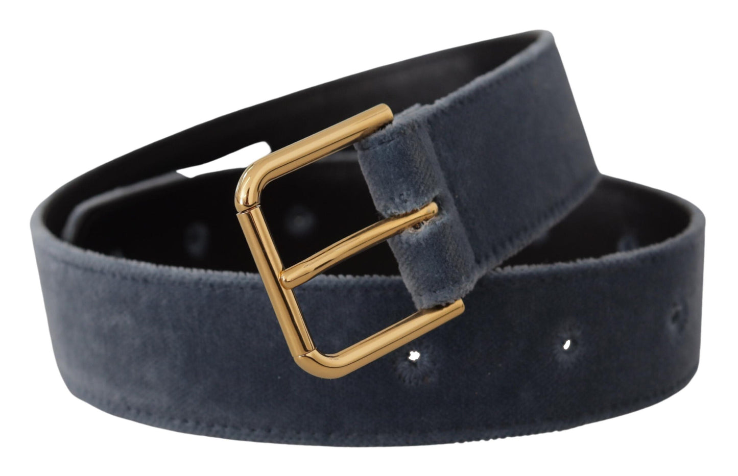 Ceinture Dolce & Gabbana en velours bleu marine avec boucle à la taille et logo en métal doré
