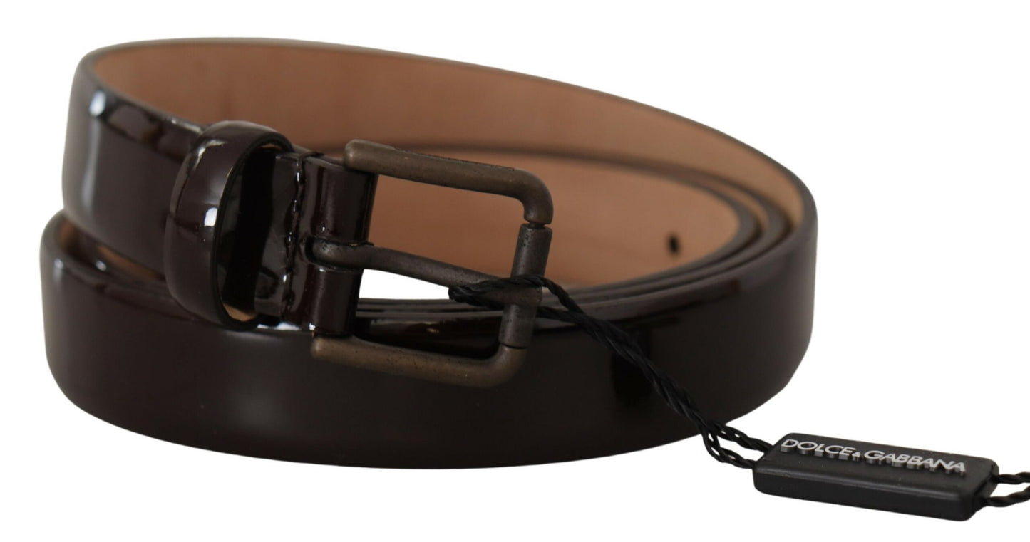 Ceinture en cuir verni noir avec boucle en métal et logo Dolce & Gabbana