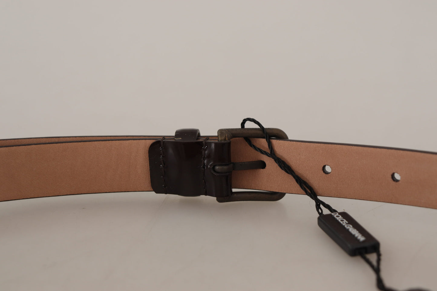 Ceinture en cuir verni noir avec boucle en métal et logo Dolce & Gabbana