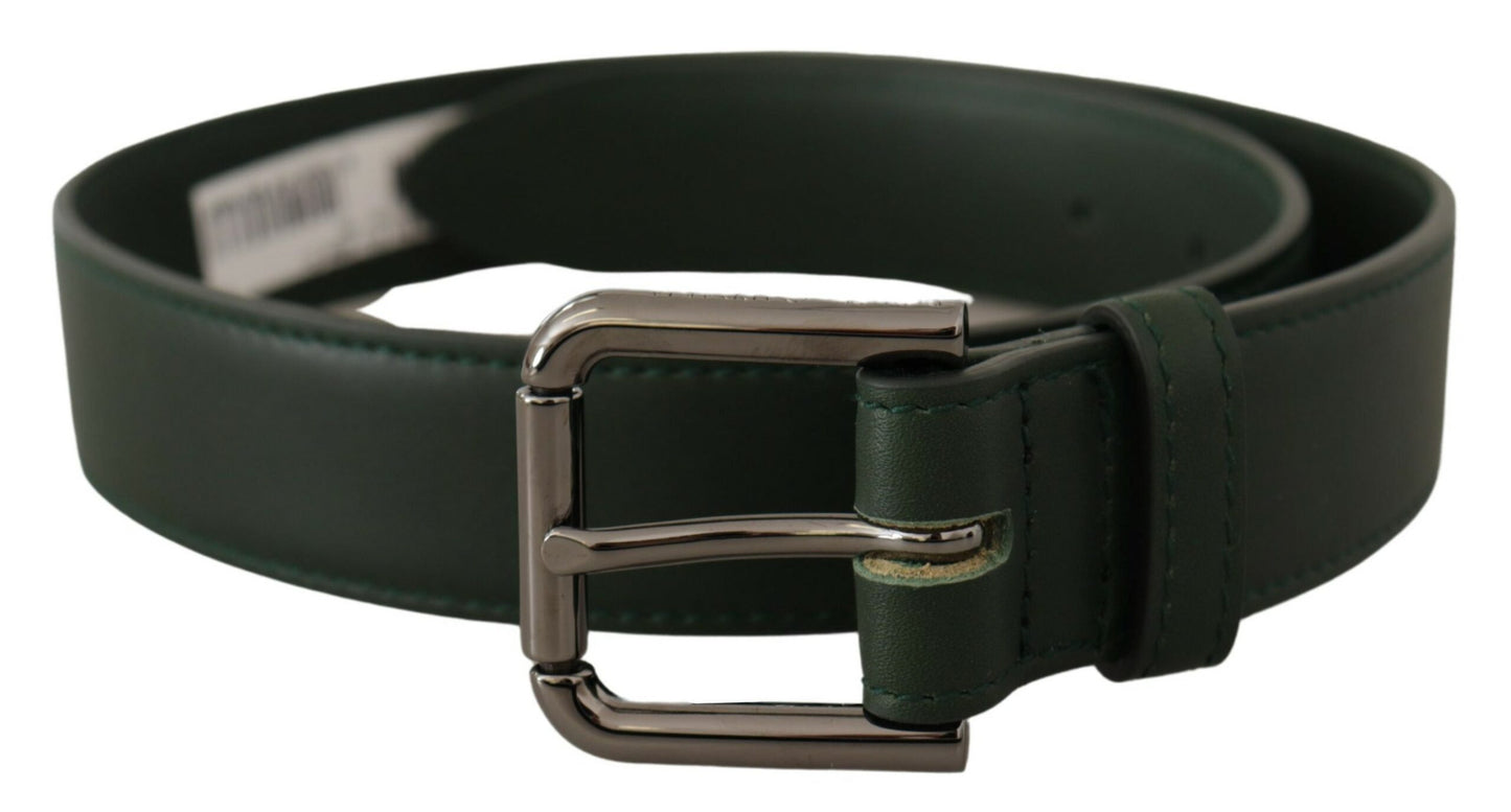 Ceinture Dolce & Gabbana en cuir vert armée avec boucle en métal et logo