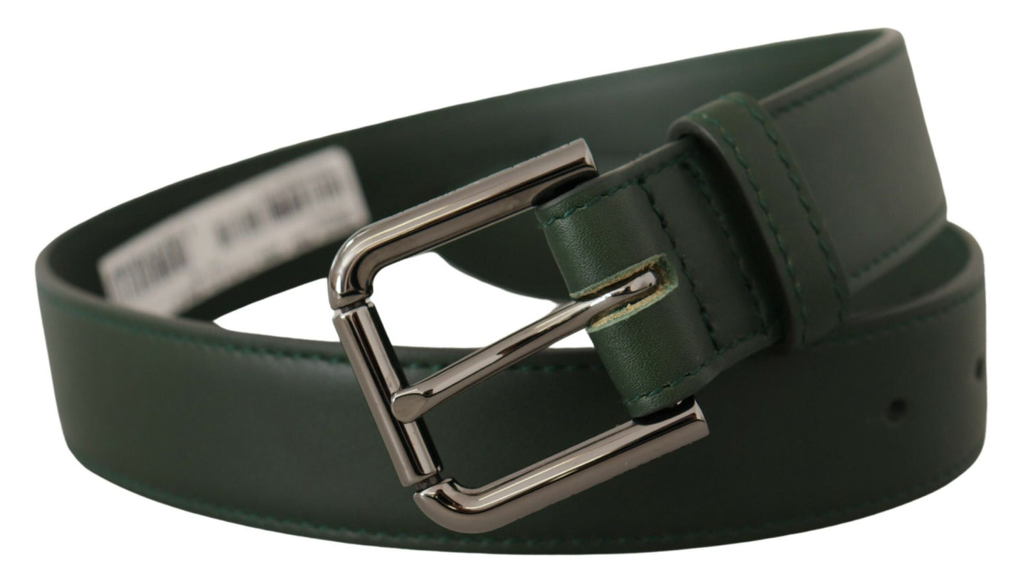 Ceinture Dolce & Gabbana en cuir vert armée avec boucle en métal et logo