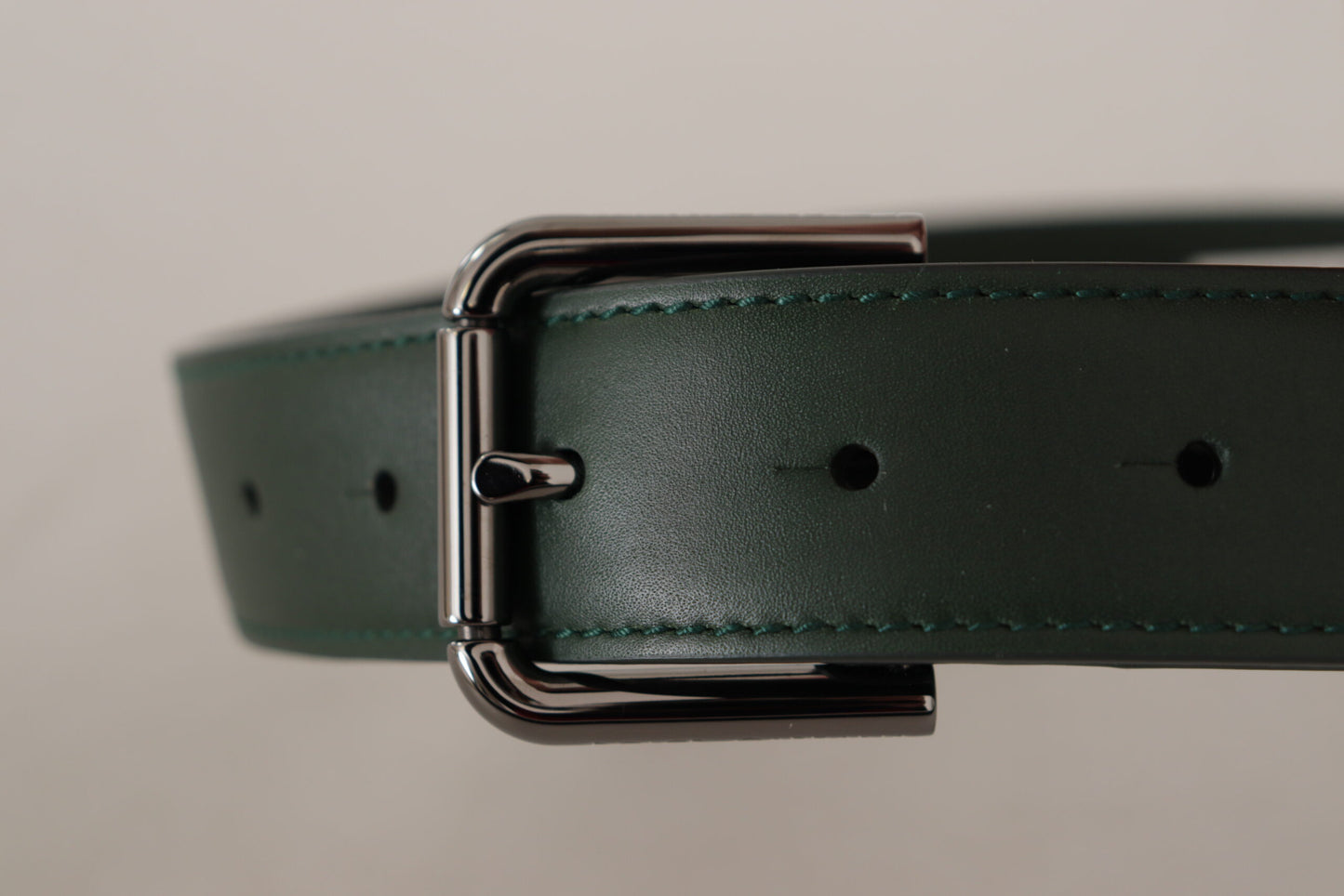 Ceinture Dolce & Gabbana en cuir vert armée avec boucle en métal et logo