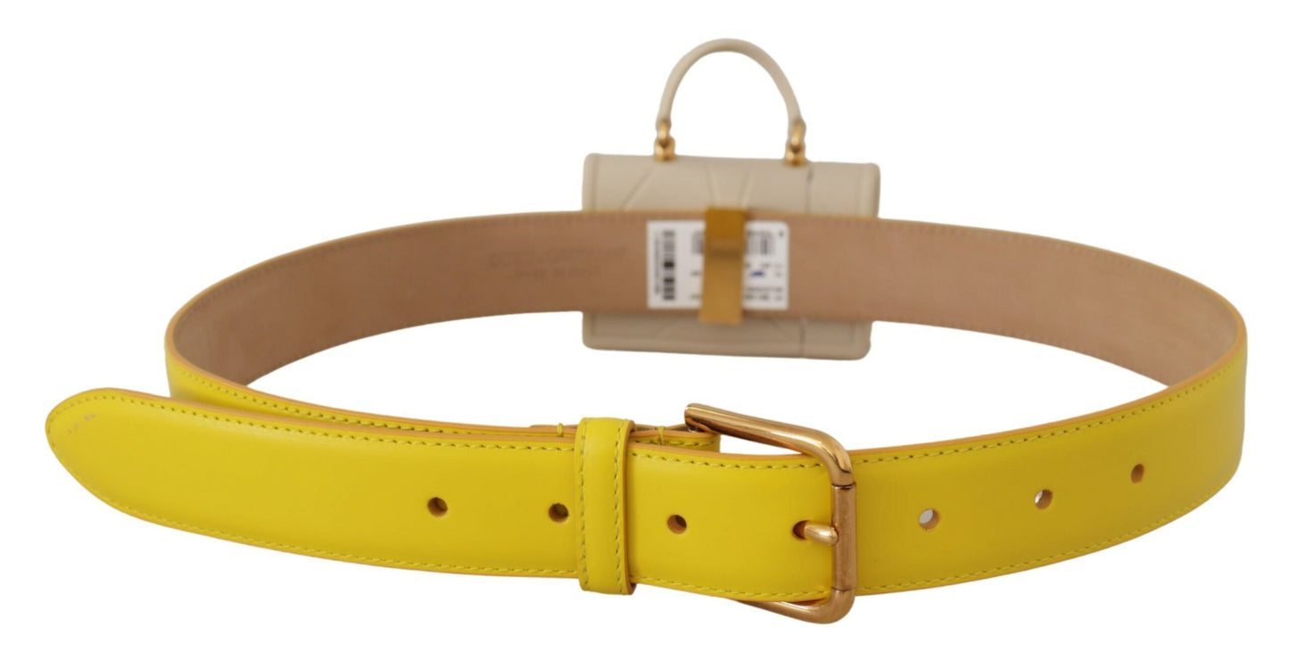 Dolce & Gabbana Sac micro-casque en cuir jaune Devotion Heart avec ceinture pour écouteurs