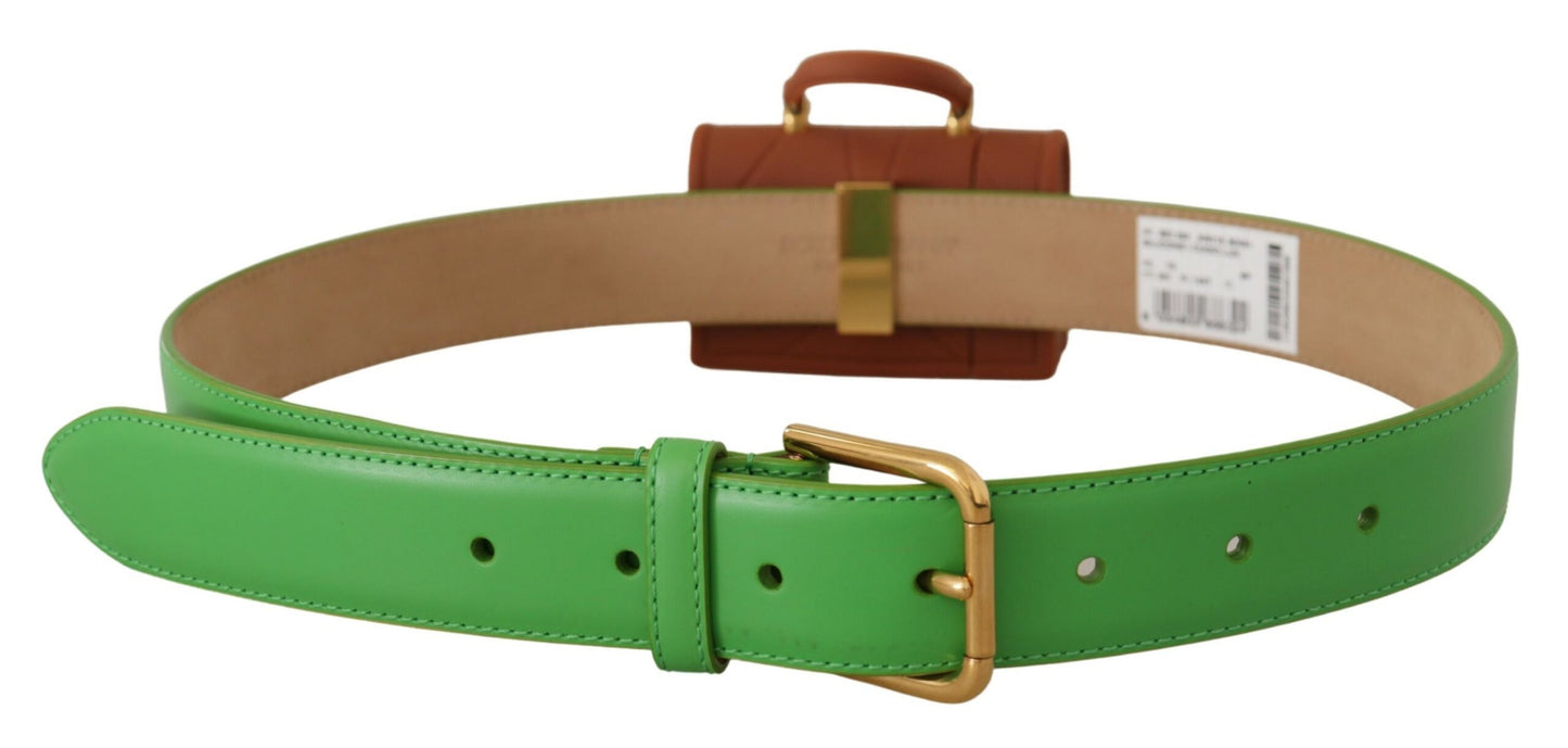 Dolce & Gabbana Sac micro-casque en cuir vert Devotion Heart avec ceinture pour écouteurs