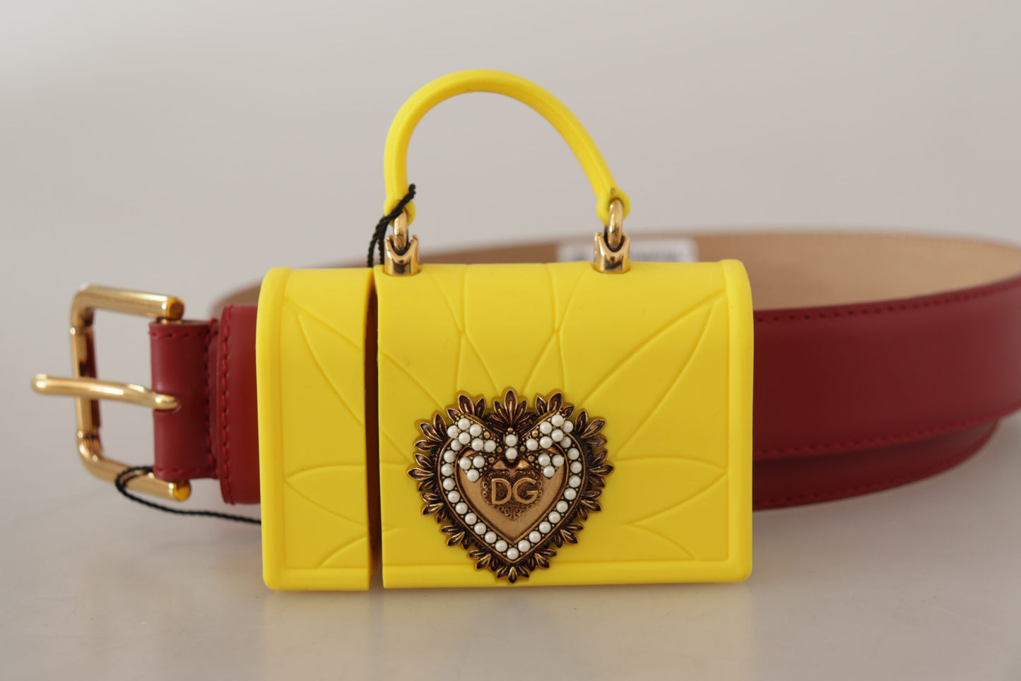Ceinture à boucle en forme de cœur Dolce & Gabbana en cuir rouge et jaune DEVOTION