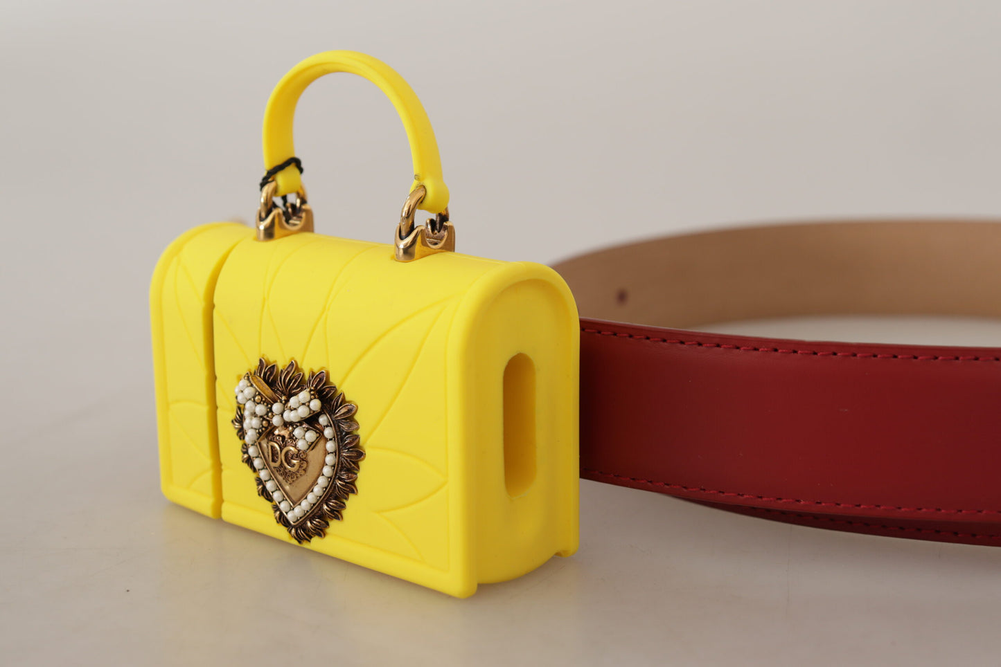 Ceinture à boucle en forme de cœur Dolce & Gabbana en cuir rouge et jaune DEVOTION