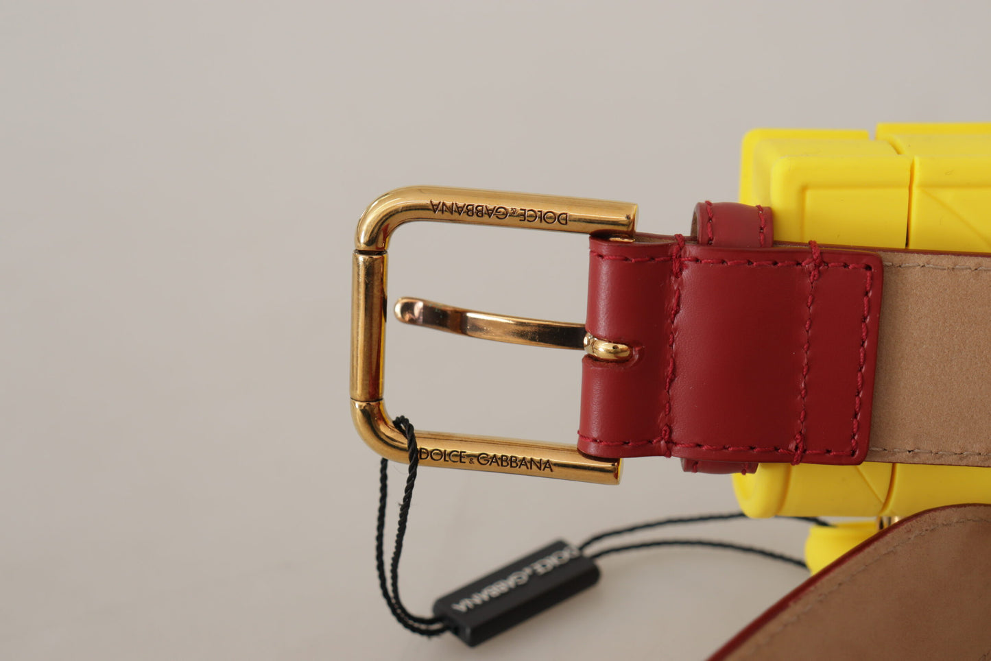 Ceinture à boucle en forme de cœur Dolce & Gabbana en cuir rouge et jaune DEVOTION