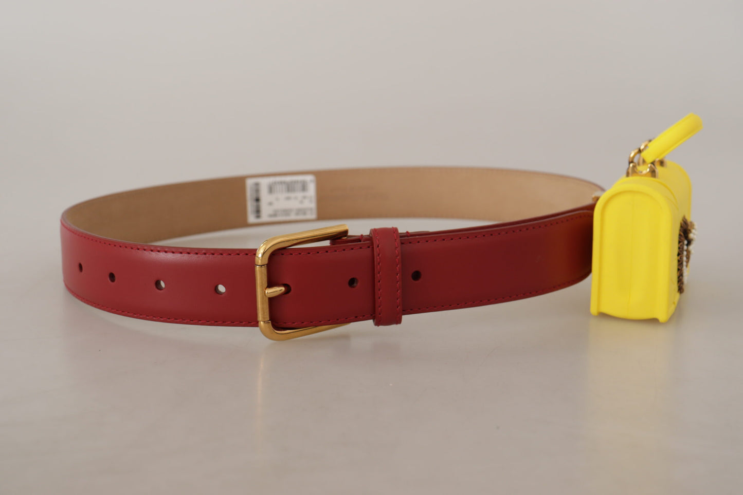 Ceinture à boucle en forme de cœur Dolce & Gabbana en cuir rouge et jaune DEVOTION
