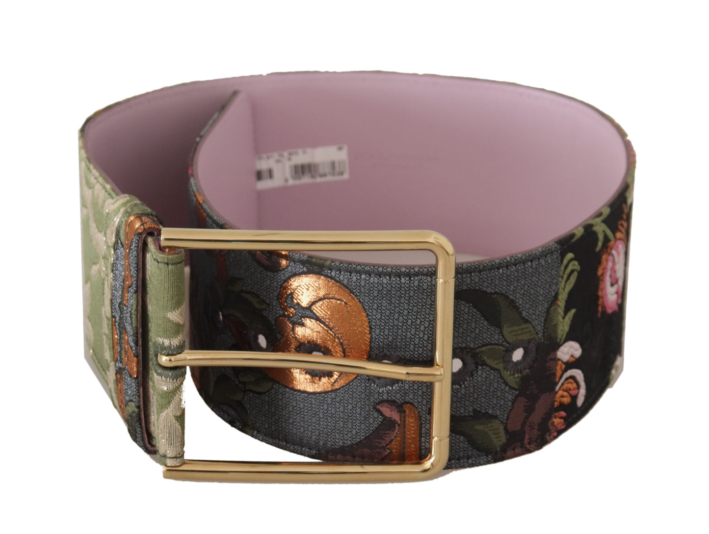 Ceinture Dolce & Gabbana en cuir multicolore brodé avec boucle en métal doré