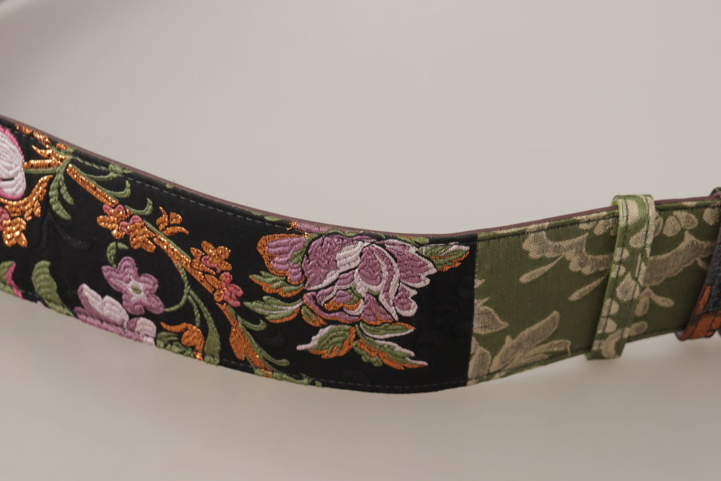 Ceinture Dolce & Gabbana en cuir multicolore brodé avec boucle en métal doré