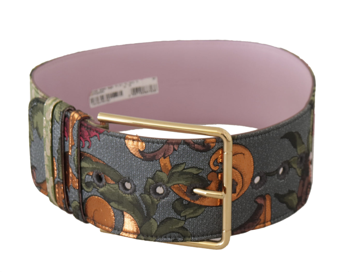 Ceinture Dolce & Gabbana en cuir multicolore brodé avec boucle en métal doré