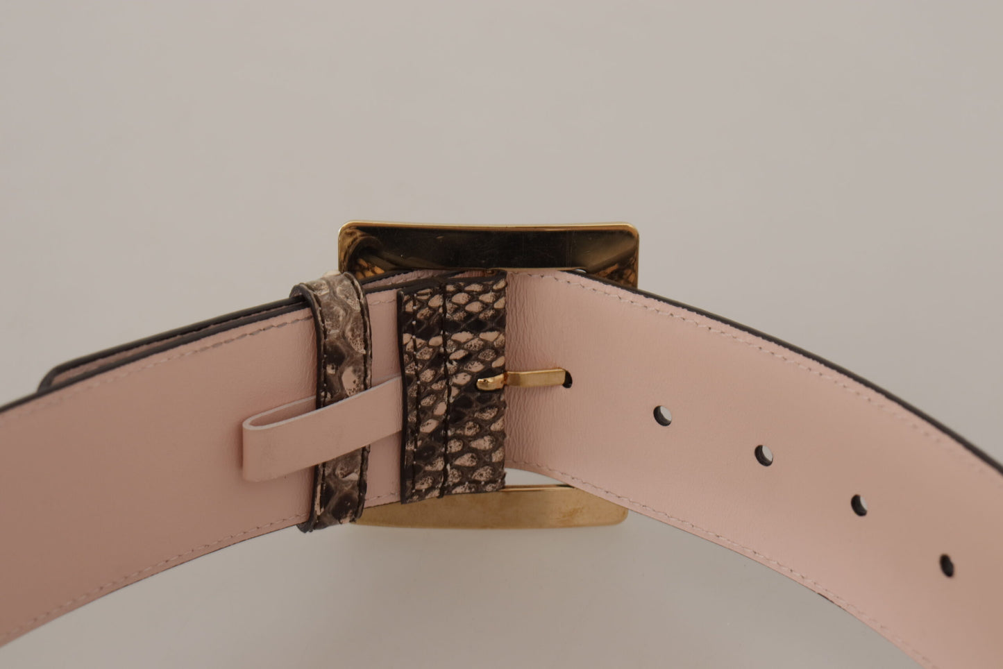 Ceinture Dolce & Gabbana en cuir exotique beige à large boucle en métal doré