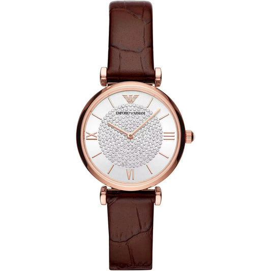 Montre élégante en cuir bordeaux pour femme