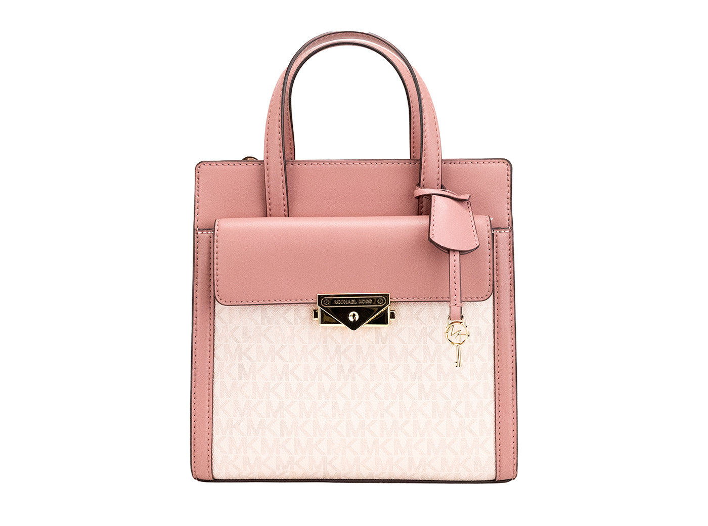 Michael Kors Cece Kleine rosa PVC Nord-Süd-Klappe Tote Umhängetasche Geldbörse