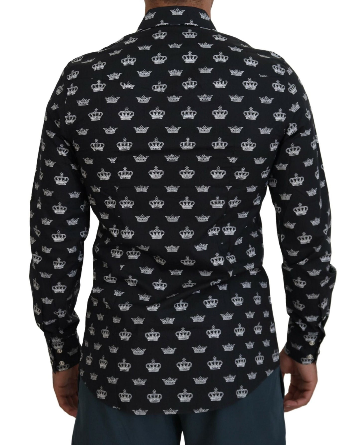 Chemise slim noire à imprimé couronne Dolce & Gabbana