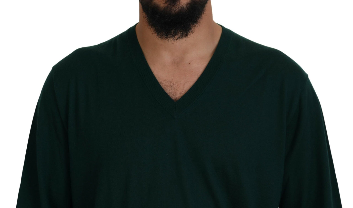 Pull col V en cachemire vert Dolce & Gabbana