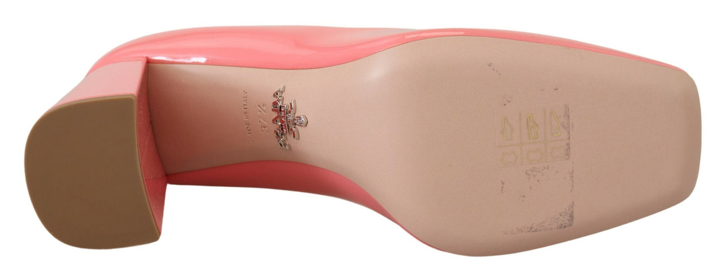 Prada Pink Lackleder Block Heels Pumps Classic