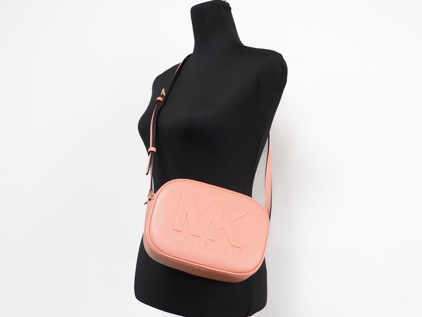Michael Kors Jet Set Travel mittelgroße ovale Kamera-Umhängetasche aus Sherbert-Leder