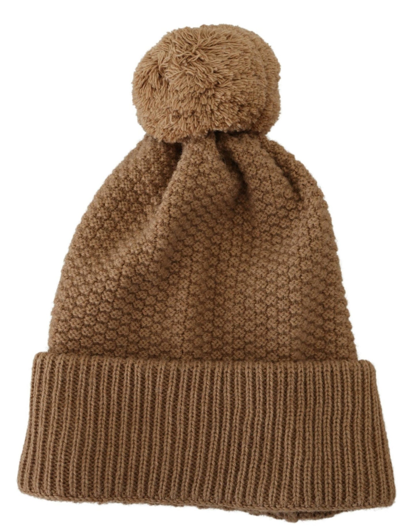 Bonnet d'hiver en fourrure tricotée marron uni Dolce & Gabbana