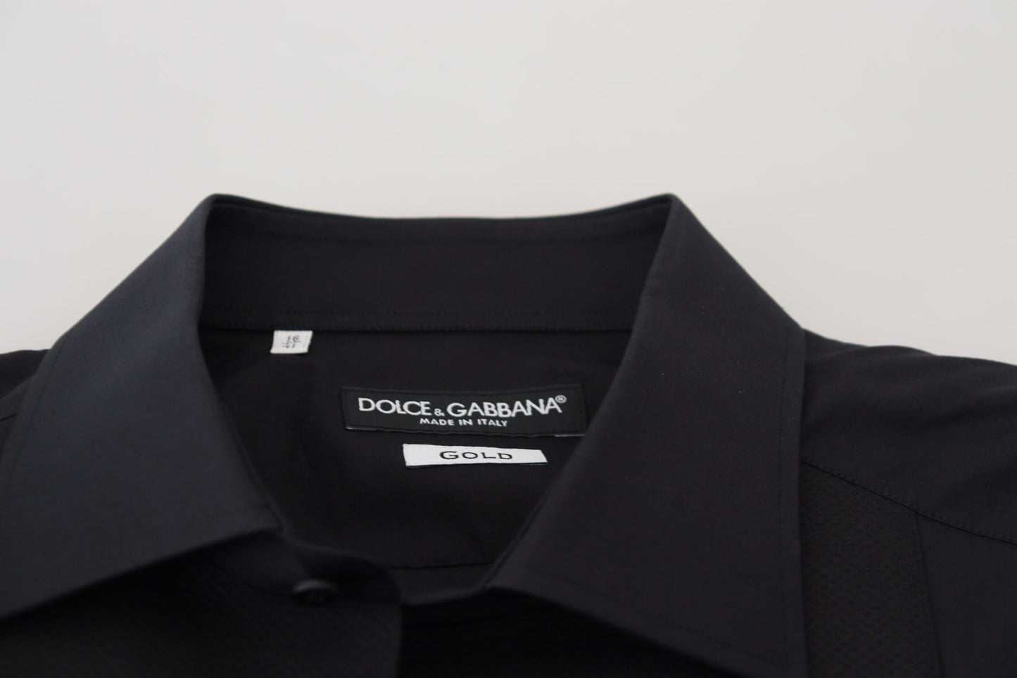 Chemise à manches longues et col en coton noir Dolce & Gabbana