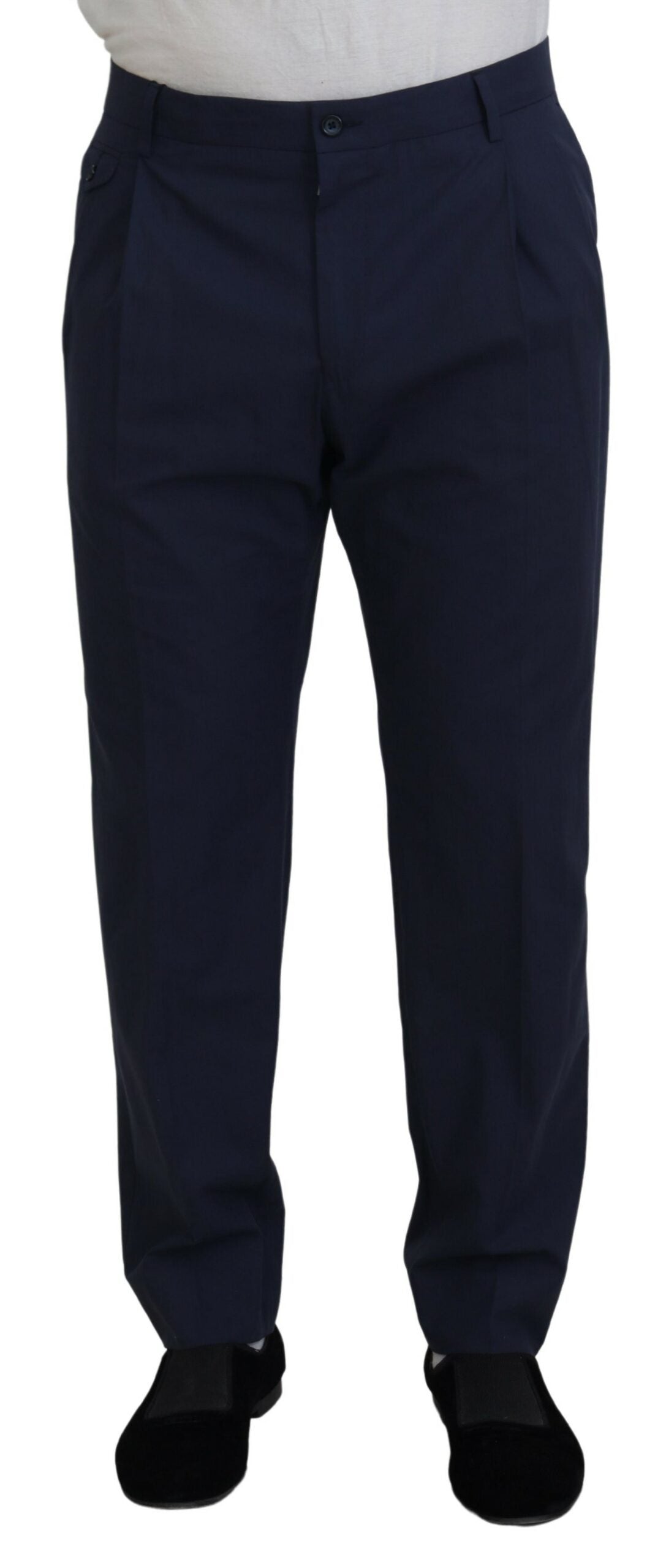 Pantalon chino habillé en coton bleu foncé Dolce & Gabbana