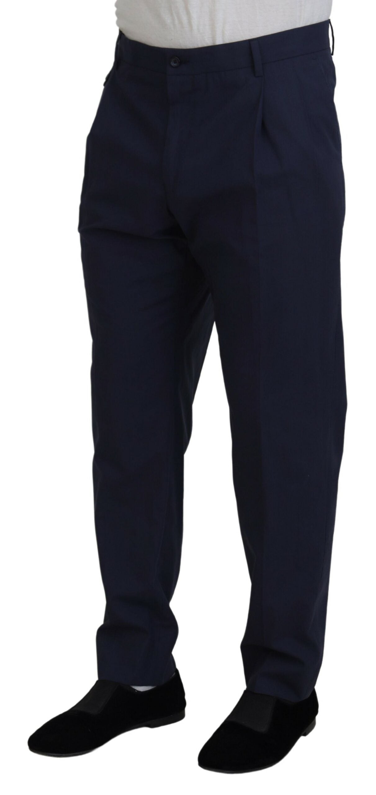 Pantalon chino habillé en coton bleu foncé Dolce & Gabbana