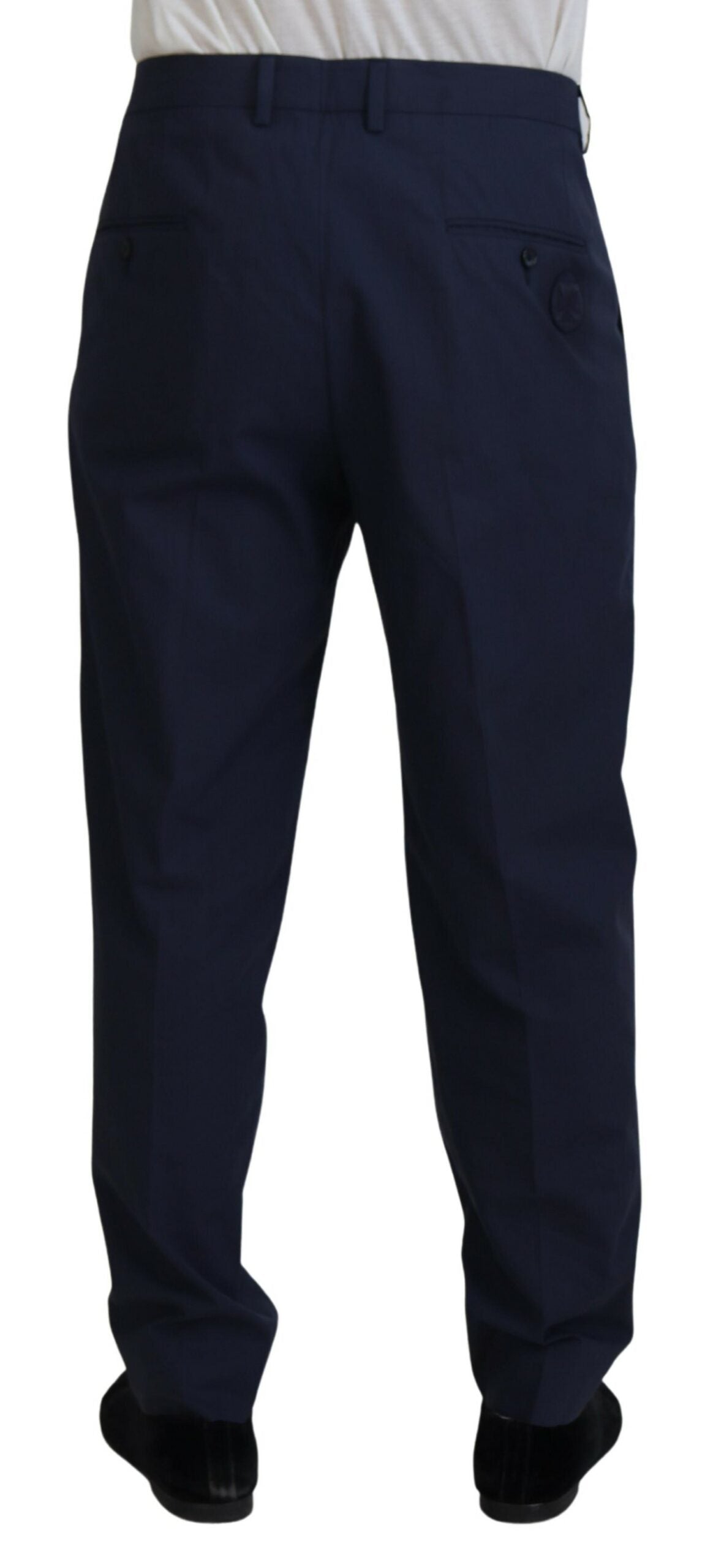 Pantalon chino habillé en coton bleu foncé Dolce & Gabbana