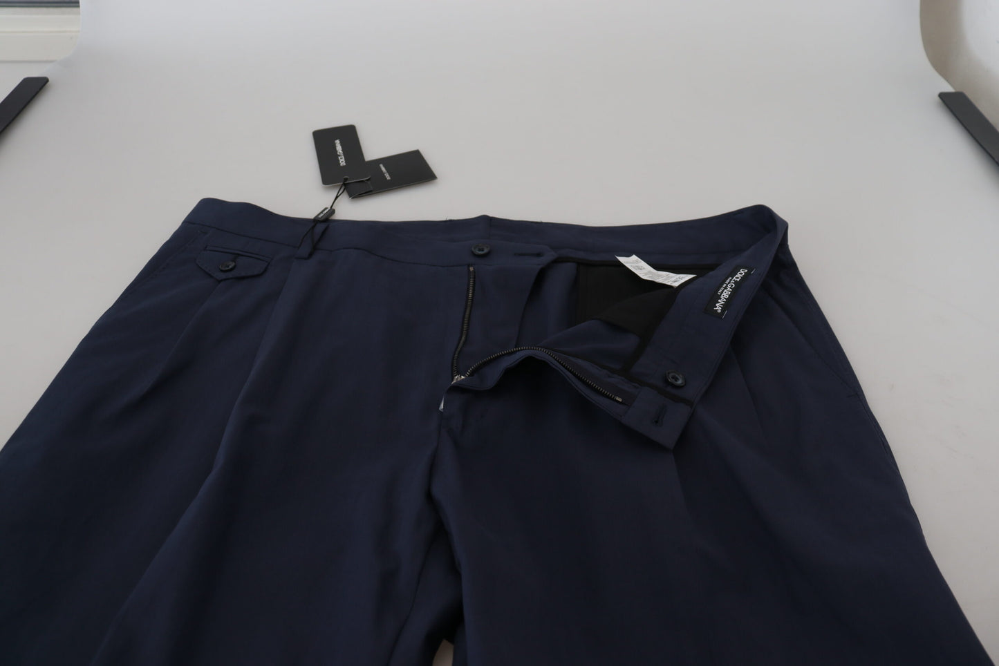 Pantalon chino habillé en coton bleu foncé Dolce & Gabbana