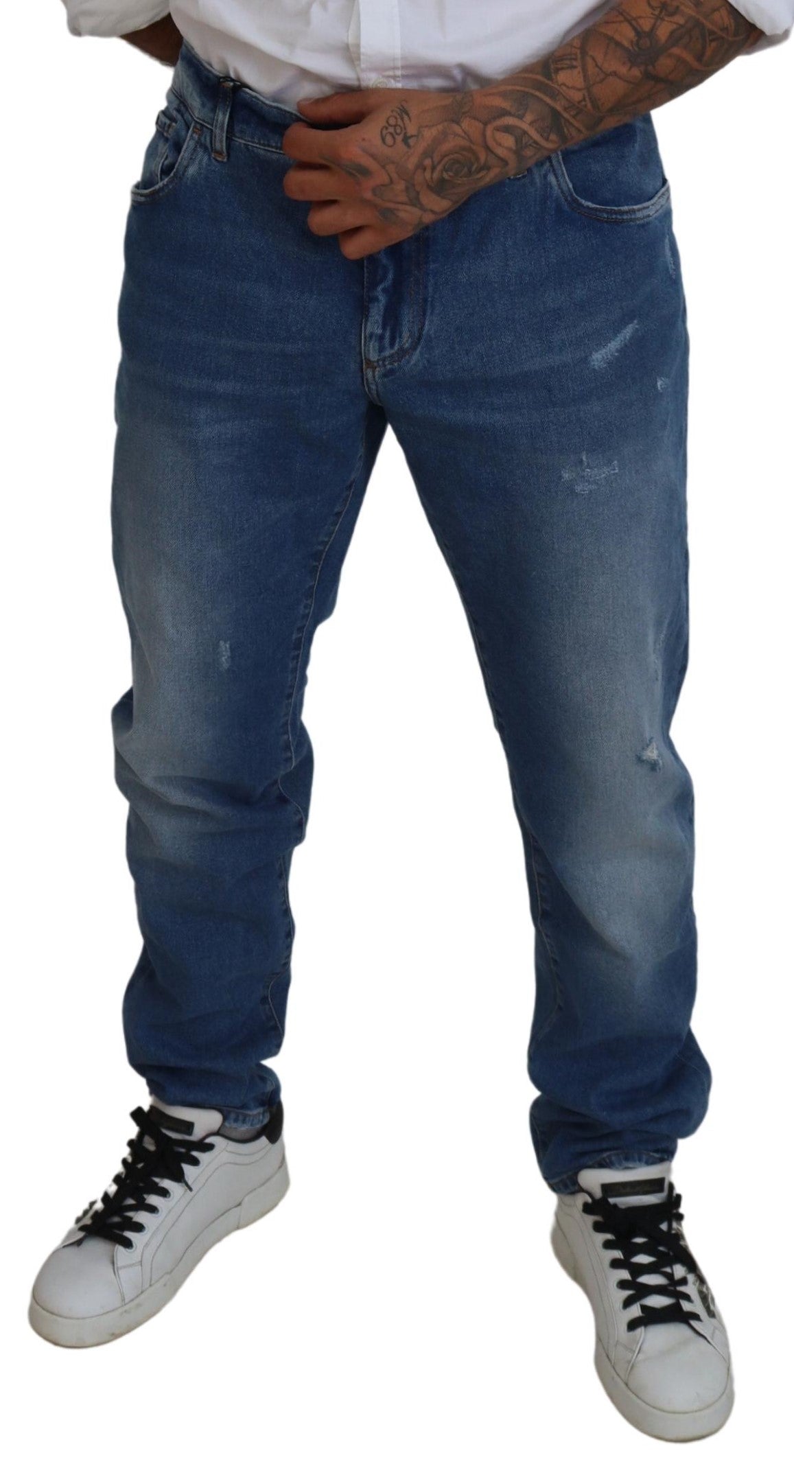 Jean skinny en coton délavé bleu Dolce & Gabbana