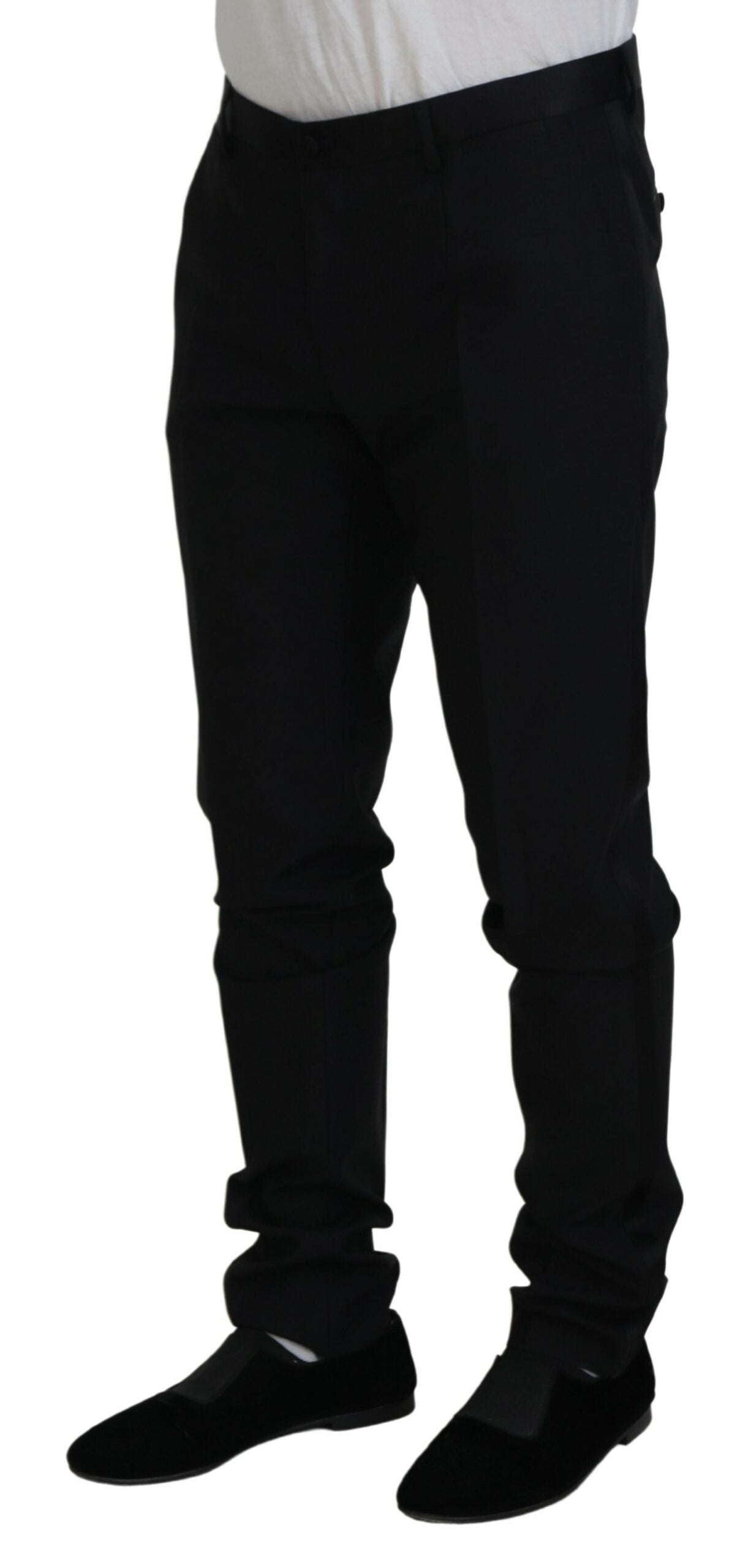 Pantalon habillé en laine noire Dolce & Gabbana
