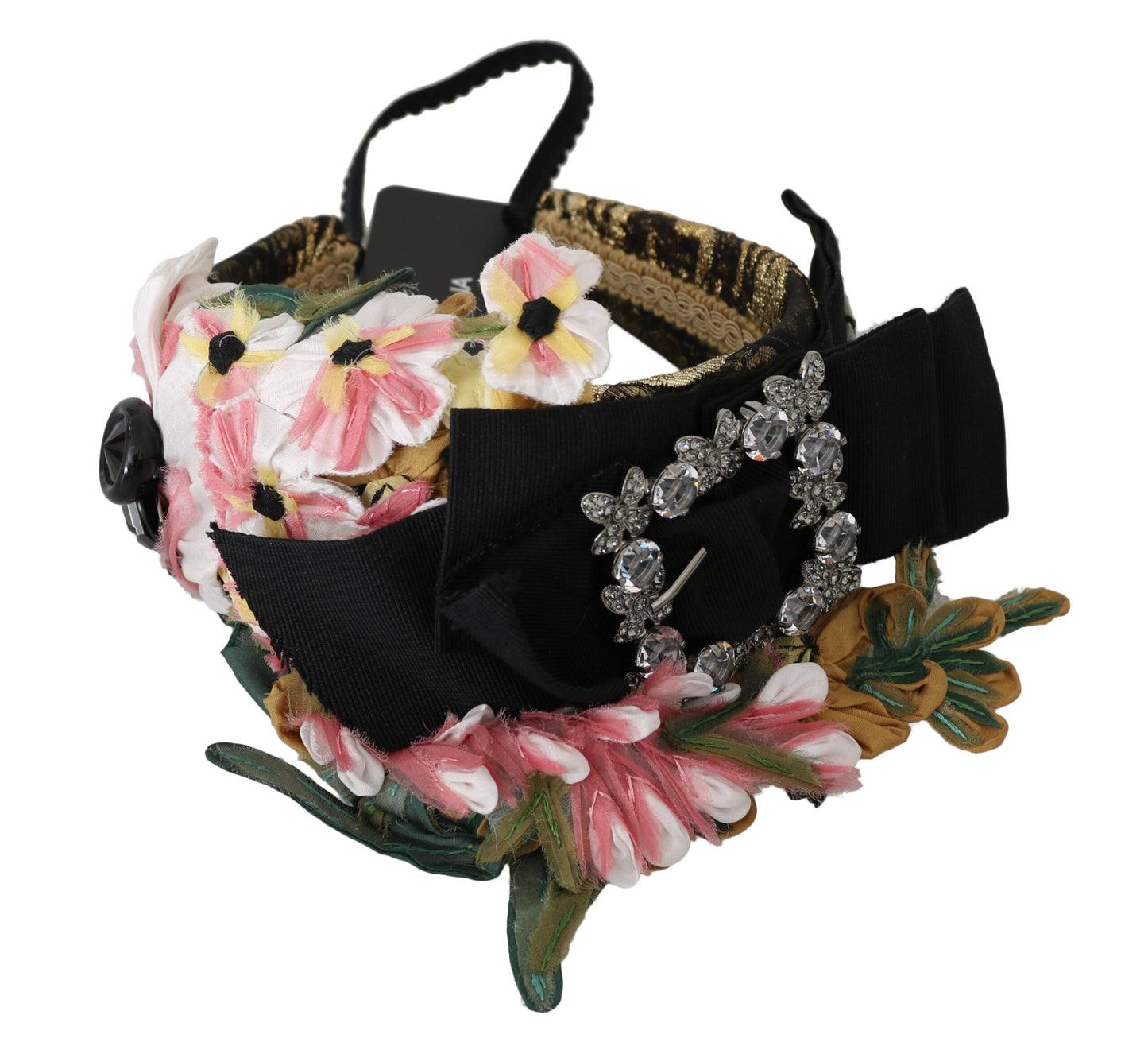 Serre-tête diadème à nœud floral en cristal multicolore Dolce & Gabbana