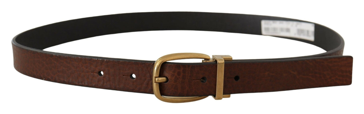 Ceinture classique vintage en cuir marron Dolce & Gabbana avec boucle en métal