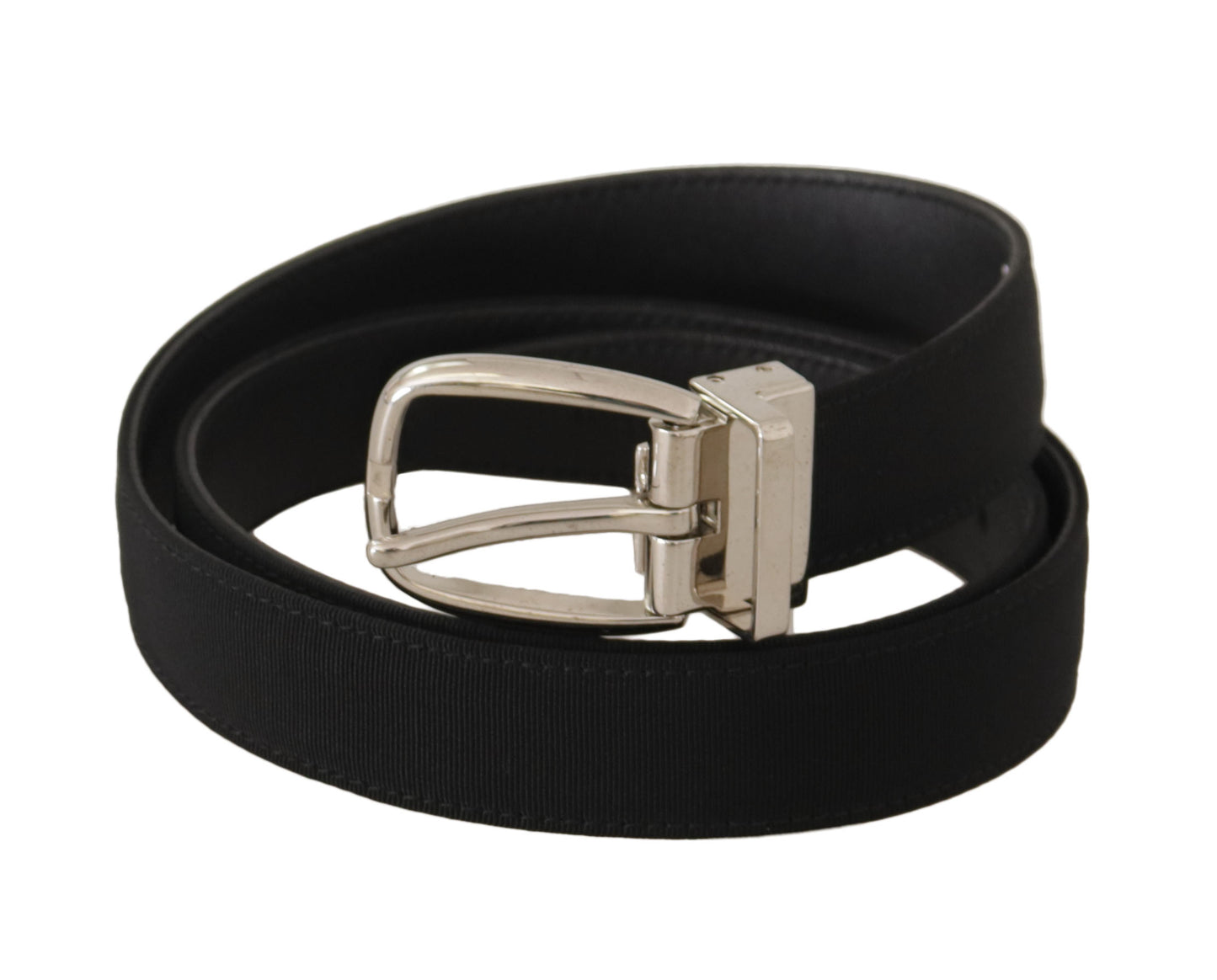 Ceinture en cuir de veau noir avec boucle en métal argenté de Dolce & Gabbana