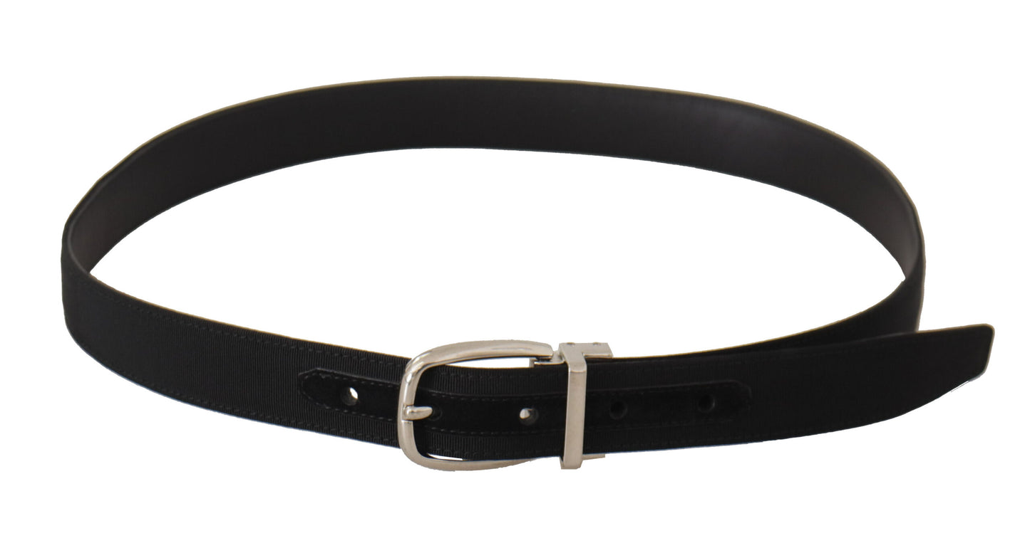 Ceinture en cuir de veau noir avec boucle en métal argenté de Dolce & Gabbana
