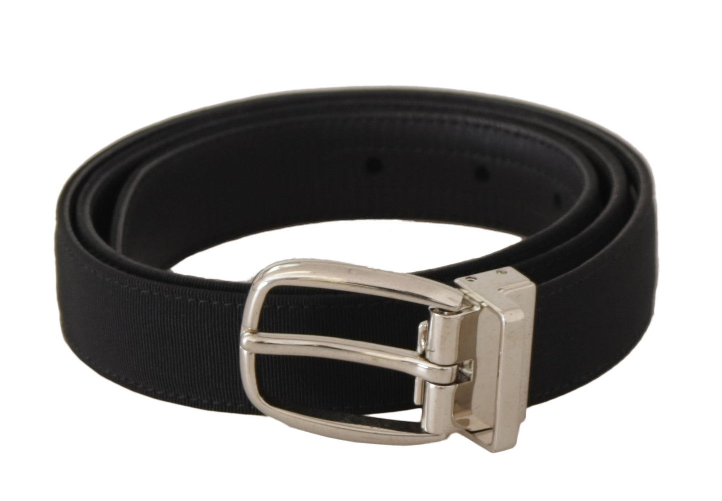 Ceinture en cuir de veau noir avec boucle en métal argenté de Dolce & Gabbana
